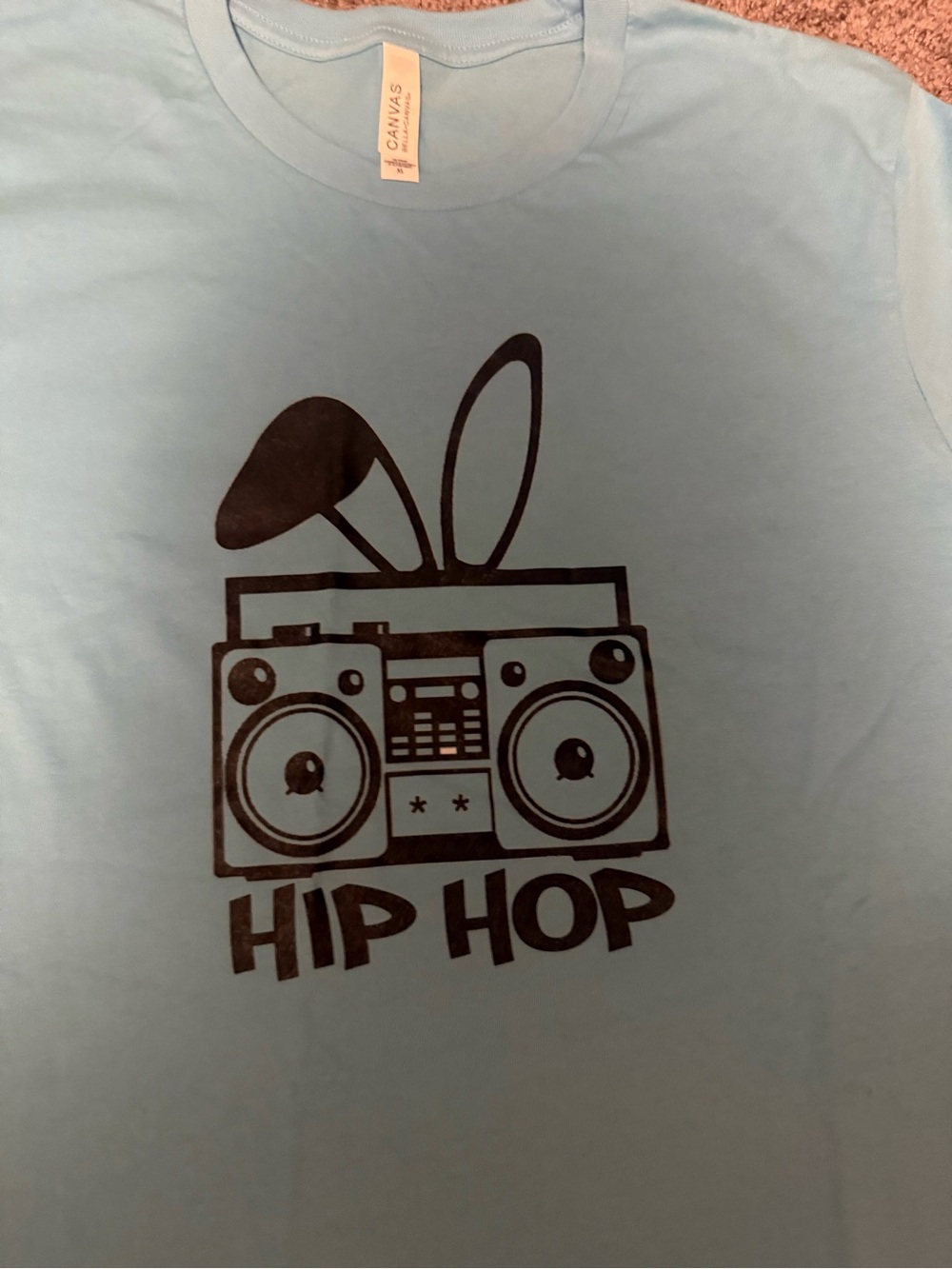 Bella Canvas Light Blue T-Shirt with Black Hip Hop Boombox Graphic